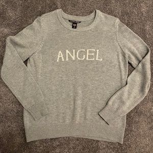 Victoria's Secret Angel logo grey knit sweater